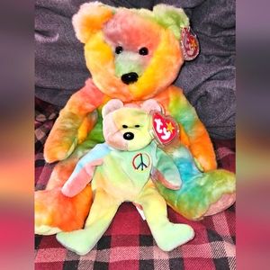 Ty Peace 15in Beanie Buddie and Beanie Baby Peace .BeanBaby "ii" error rare!